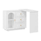 Heynemo Makeup Vanity Desk, Extendable Corner Vanity Makeup Table with 3 Drawers & 1 Door, Modern Dressing Table for Bedroom, Vanities for Women/Girls Bedroom (without Mirror)