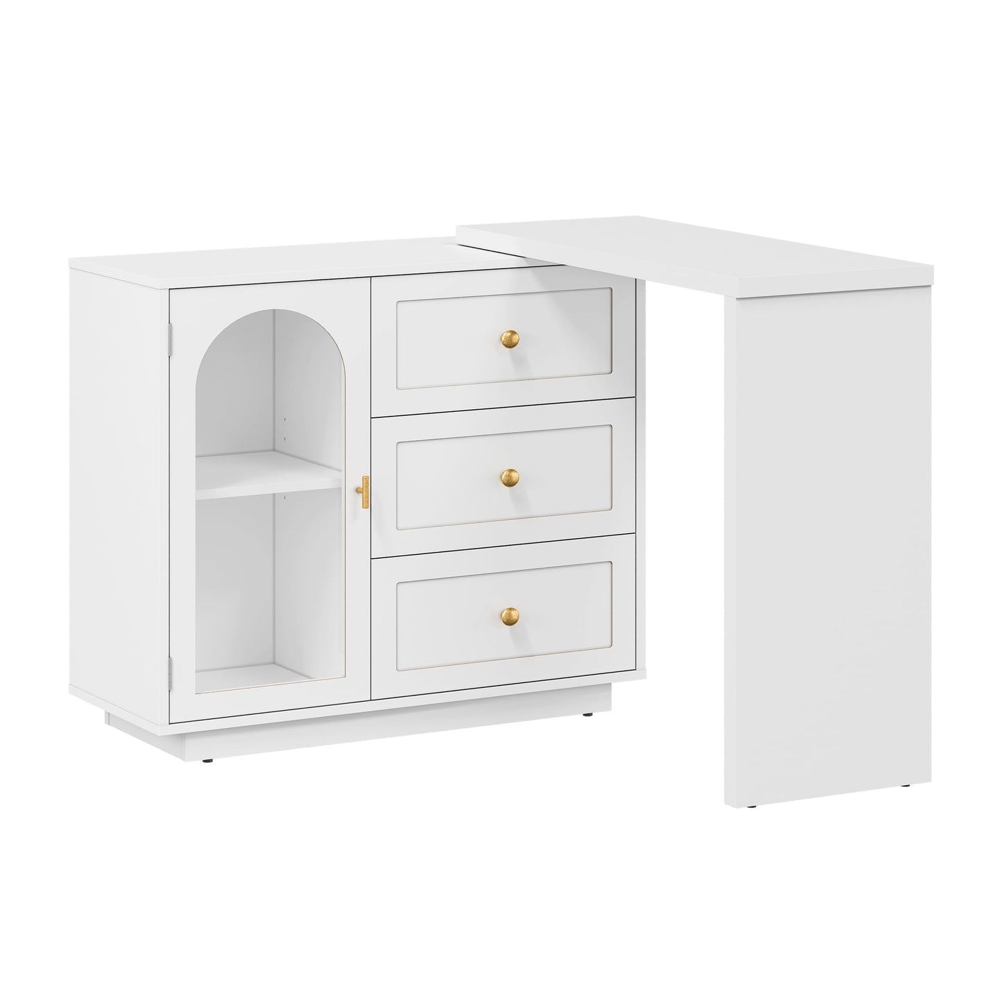 May in Color Extendable Makeup Vanity Desk with 3 Drawers & 1 Door