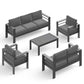 CozyHom Outdoor Patio Aluminum Coffee Table, Modern Patio Rectangular Metal Coffee Table, Gray