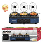 Heynemo Triple Slow Cooker Food Warmer, 3 Removable Ceramic Pots (2.5 QT Each), Adjustable Temp & Stainless Steel Lids, Blue