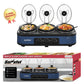 Sunvivi 3-in-1 Crock Pot Slow Cooker, 4.5QT Buffet Server and Food Warmer with 3 Removable Ceramic Pots, Crockpot with 3 Spoons and Lid Rests for Parties, Picnics, Blue