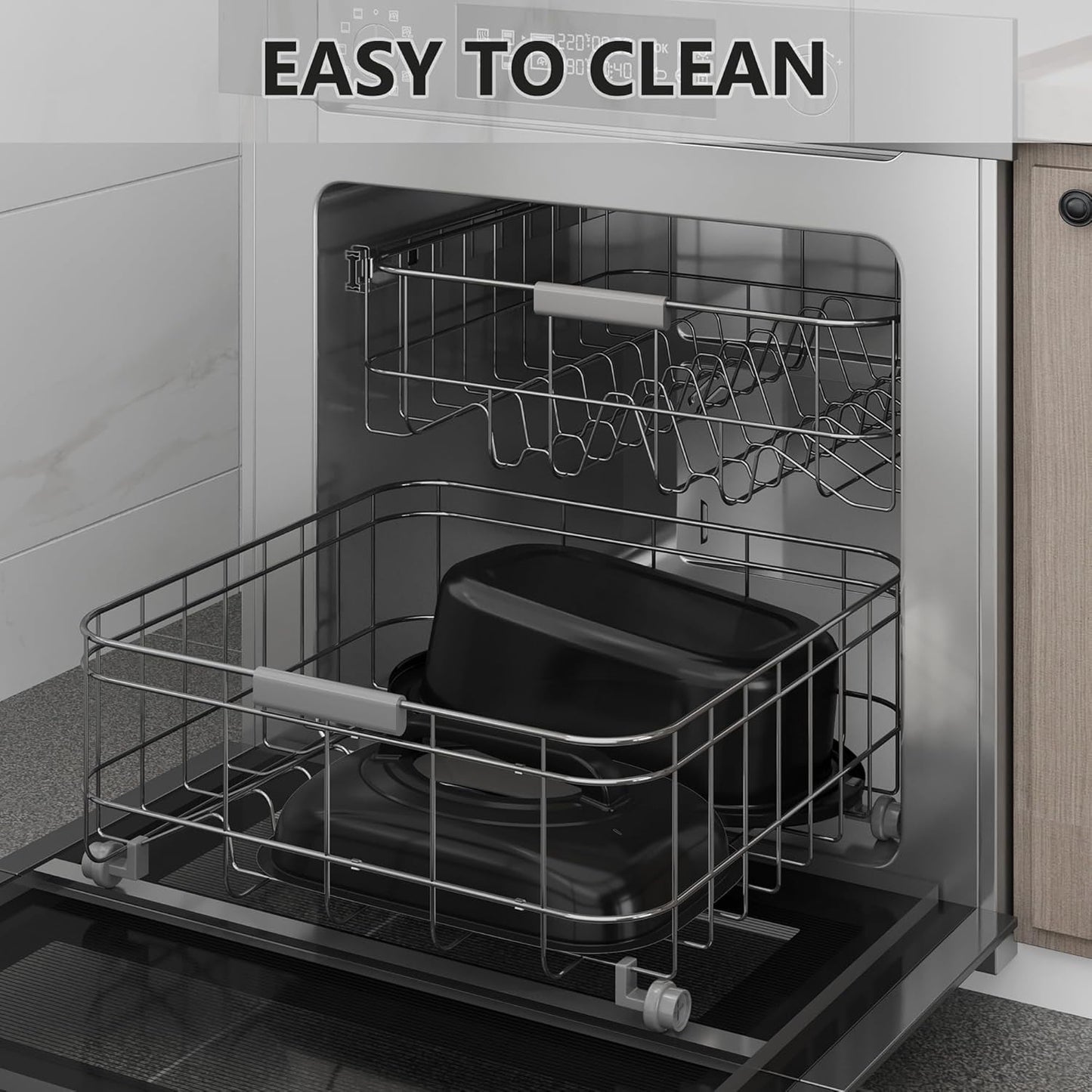 Superjoe Roaster Oven 28 Quart, Electric Roaster Oven with Visible & Self-Basting Lid, Turkey Roaster Oven with Removable Pan & Rack, Variable Temperature Control, Stainless Steel, Grey