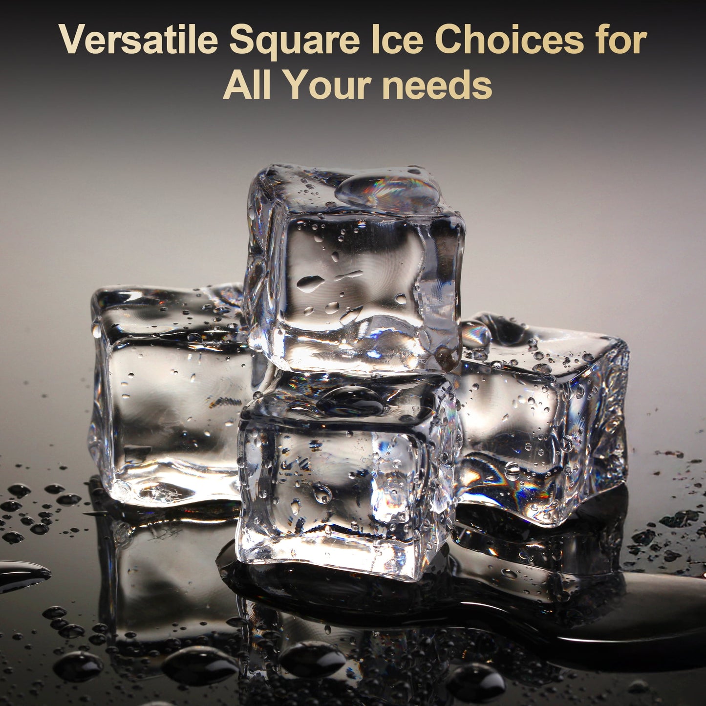 Sunvivi Clear Ice Maker for Home ÿ Compact Countertop Ice Machine with 1.6" Square Ice Cubes, Self-Cleaning, LED Light & Timer, Portable Electric Ice Maker for Kitchen, Bar, RV, Black