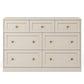 Heynemo Dresser for Bedroom with 7 Drawers, Wood Drawer Organizer for Bedroom, Living Room, Hallway, Beige