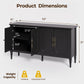 May in Color 58" Wood Buffet Cabinet, Mid-Century Modern Console Cabinet, with 4 Door & Media Storage, for Entryway, Living Room, Dining Room, Bedroom, Black