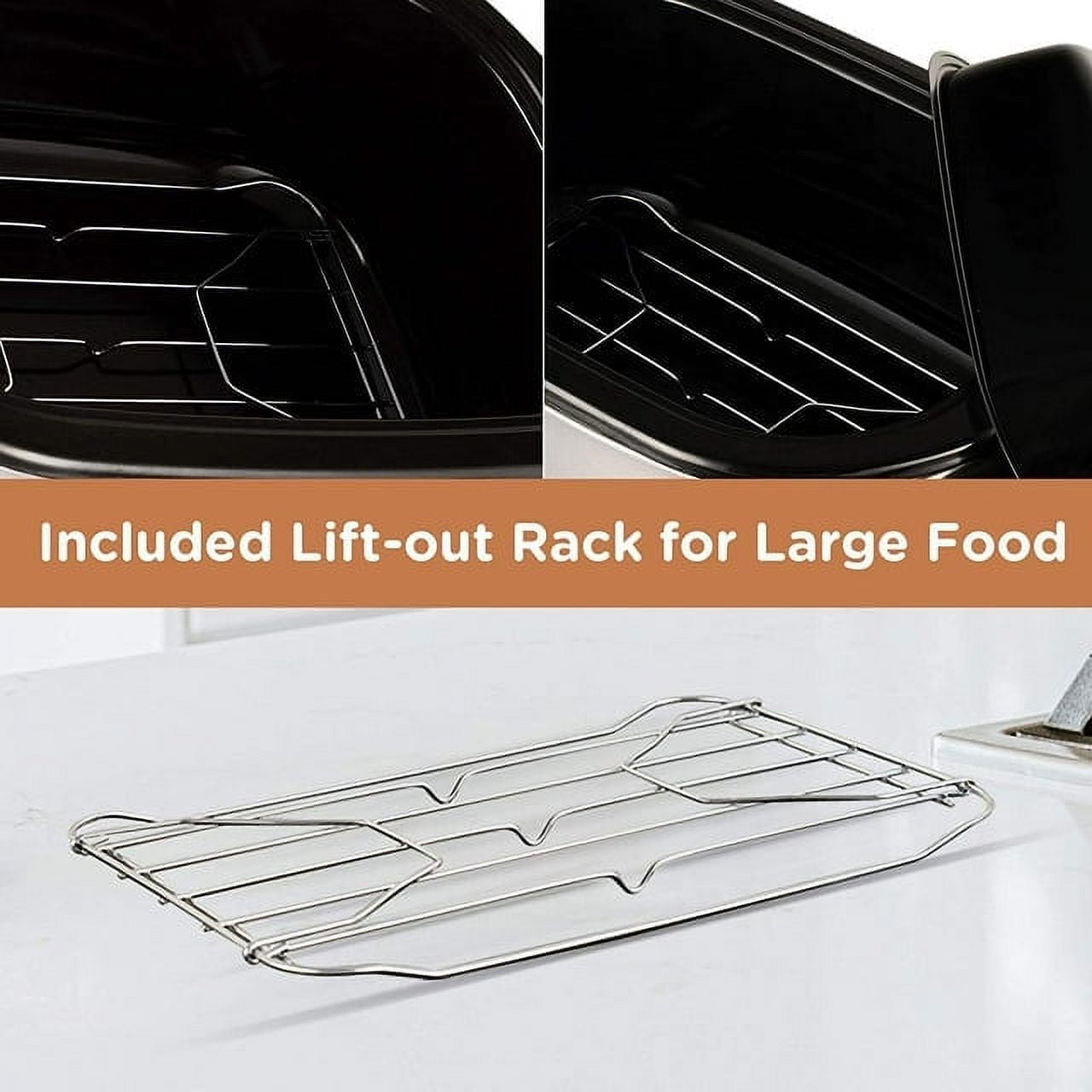 24 Quart Electric Roaster Oven, Stainless Steel Buffet Turkey Roaster Oven with Self-Basting Lid Removable Pan, Silver