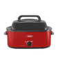 Sunvivi 22 Quart Electric Turkey Roaster Oven with Visible Glass Lid,Removable Pan & Rack, Stainless Steel,Red