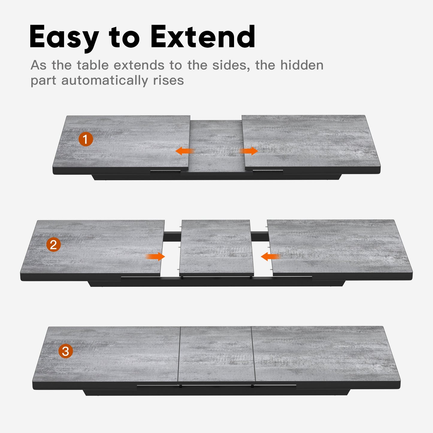 Royalcraft Patio Dining Expandable Table, 59"- 75" Aluminum Outdoor Dining Table, Rectangular Patio Table with Adjustable Feet, Metal Outdoor Table for 4-8 Person, Backyard Garden Porch Deck, Grey