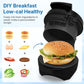 CozyHome Mini Burger Press Maker with Egg Cooker Ring, Black Breakfast Sandwich Maker with Non-Stick Plate, Electric Omelette Maker for Stuffed Burgers, Sliders, English Muffins, Waffle, Croissants