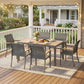 Heynemo 7-Piece Outdoor Dining Set with Patio Table, Aluminum Patio Table Set for 6 Persons with HDPS Tabletop, for Garden, Deck, Gray