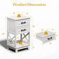RoyalCraft Tall Nightstand Set of 2, Side Table with 2 Drawers and Open Shelf Below, Bedside Table with Solid Feet, Modern Night Stand End Table for Bedroom, Living Room, Home Office, White