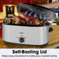 Sunvivi 18 Quart Electric Roaster with Self-Basting Lid, Removable Pan, and Cool-Touch Handles, Silver