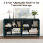 Heynemo Sideboard Buffet, 58'' Mid Century Modern Sideboard Buffet with 4 Doors and Adjustable Shelves, Sideboard Buffet for Entryway, Dining Room, Living Room, Bedroom, Turquoise