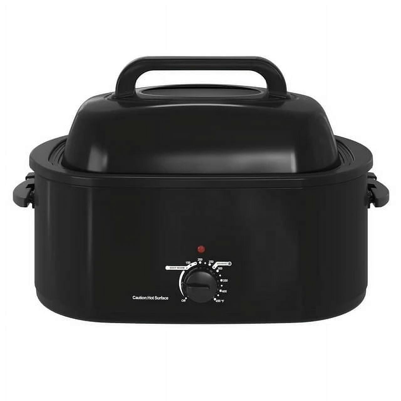 26 Quart Electric Roaster Oven Stainless Steel Turkey Roaster Oven, Self-Basting Lid Removable Insert Pot, Black