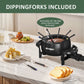 Sunvivi 3 QT Fondue Set, Electric Fondue Pot Set for Melting Chocolate & Cheese, 1000W Non-Stick Fondue Maker with Adjustable Temperature Control and 8 Color-Coded Forks, Ideal for Dessert & Broth