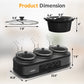 Sunvivi Triple Slow Cooker with 3 Spoons, 3 Pot 1.5 Quart Oval Crock Food Warmer Buffet Server, Stainless Steel, Gray