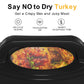 Royalcraft 22 Quart Electric Turkey Roaster Oven with Visible Glass Lid,Removable Pan & Rack, Stainless Steel,Blue