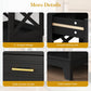 May in Color Tall Nightstand Set of 2, Side Table with 2 Drawers and Open Shelf Below, for Bedroom, Living Room, Home Office, Black