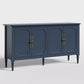 Superjoe Console Cabinet, 58'' Mid Century Modern Pantry Cabinet, Wood Buffet Cabinet, Media Cabinet with 4 Doors, Accent Cabinet for Entryway, Living Room, Bedroom, Dining Room (Blue)