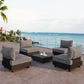 5 Pieces Aluminum Patio Furniture Set, Outdoor Sectional Sofa Conversation Sets with Coffee Table, Modular Armless Chairs Set for Pool Garden Balcony Porch, Grey