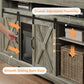 May in Color Fireplace TV Stand for 65+ Inch TV, Farmhouse Entertainment Center with Electric Fireplace, Light Gray