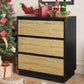 May in Color Wide Nightstand with 3 Drawers Set of 2, Black Large Nightstand for Bedroom, Home and Office, Black and Wood