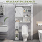 RoyalCraft Over The Toilet Storage Cabinet, Farmhouse Storage Cabinet Over Toilet with Sliding Barn Door, Home Space-Saving Toilet Rack, Behind Toilet Bathroom Organizer for Bathroom, White