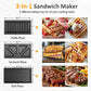Heynemo Versatile 3-in-1 Waffle Maker & Panini Press, 1000W Electric Sandwich Maker with Removable Non-Stick Plates, Tempered Glass Lid, Cool Touch Handle & Easy Cleanup-2