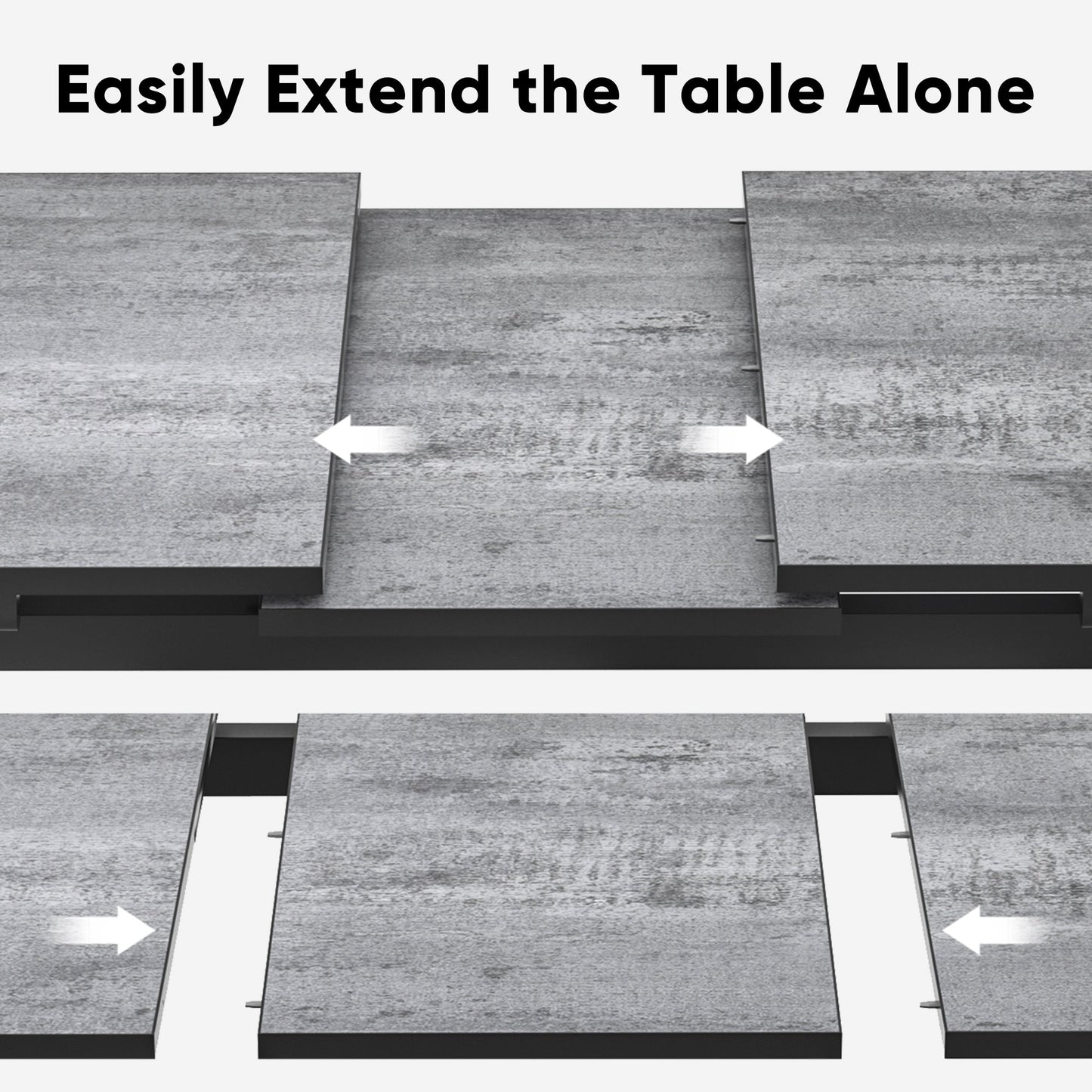 Royalcraft Patio Dining Expandable Table, 59"- 75" Aluminum Outdoor Dining Table, Rectangular Patio Table with Adjustable Feet, Metal Outdoor Table for 4-8 Person, Backyard Garden Porch Deck, Grey