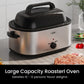 Sunvivi 26 Quart Electric Turkey Roaster Oven with Visible Glass Lid,Removable Pan & Rack, Stainless Steel, Silver