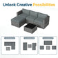 Royalcraft Outdoor Patio Set,5 Pcs PE Wicker Rattan Outdoor Furniture Set, Tempered Glass Coffee Table, Grey