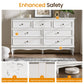 Dresser for Bedroom, 7 Drawers Dresser with Distinctive Wooden Legs & Black Paint Finish, Black Drawer Dresser with Spacious Storage Space for Bedroom, Living Room, Hallway
