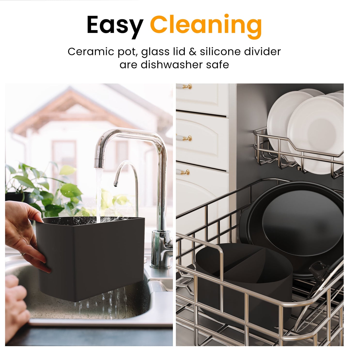 Heynemo Reusable Silicone Crock Pot Divider, 2-in-1 Slow Cooker Liners for 6 Quart Oval Crock Pots, BPA-Free Cooking Accessory