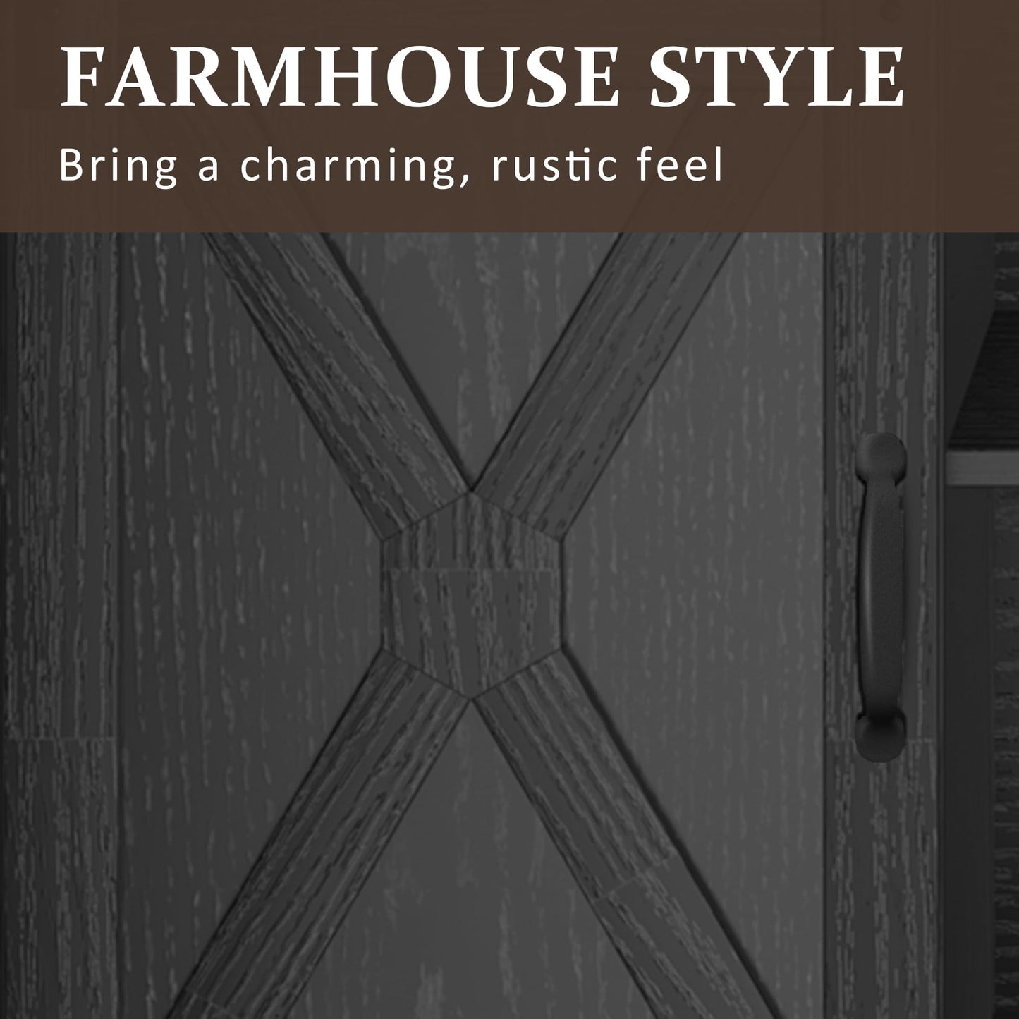 Mayincolor Farmhouse TV Stand for 65+ Inch TVs, 34'' Tall Entertainment Center with Sliding Barn Door, Rustic Black