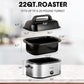 Superjoe 22 Quart Roaster Oven with Self-Basting Lid, Turkey Roaster Oven with Removable Insert Pot, Stainless Steel Silver