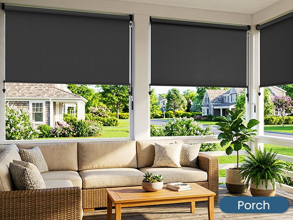 CozyHome Outdoor Roller Shade 6' x 8', Cordless Patio Shade with Crank Handle, 95% UV Protection, Aluminum Privacy Sun Shade for Patio, Black