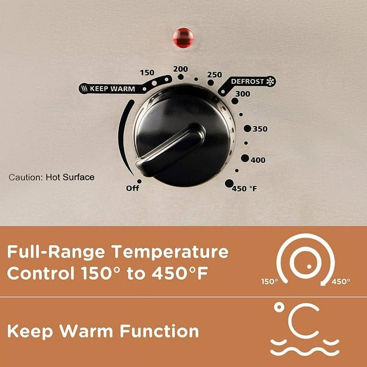 Superjoe 24 QT Electric Roaster Oven, Stainless Steel Roaster Pan with Self-Basting Lid Removable Insert Pot, Silver