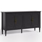 May in Color 58" Wood Buffet Cabinet, Mid-Century Modern Console Cabinet, with 4 Door & Media Storage, for Entryway, Living Room, Dining Room, Bedroom, Black