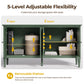 May in Color 58" Wood Buffet Cabinet, Mid-Century Modern Console Cabinet, with 4 Door & Media Storage, for Entryway, Living Room, Dining Room, Bedroom, Green
