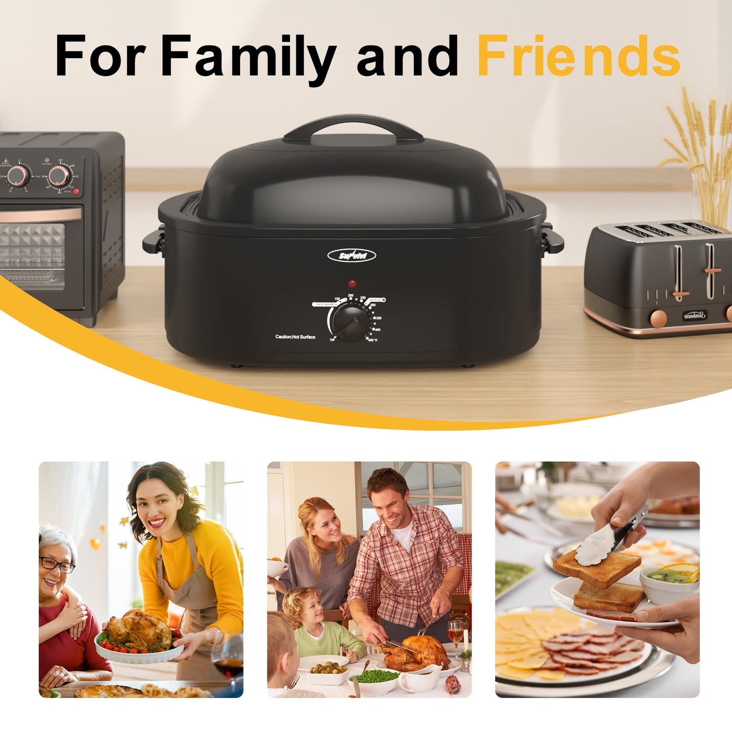 Sunvivi 18 qt Electric Roaster Oven 1450 Watts Electric Rotisserie and Roaster