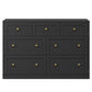 May in Color Dresser for Bedroom with 7 Drawers, Wood Drawer Organizer for Bedroom, Living Room, Hallway, Black