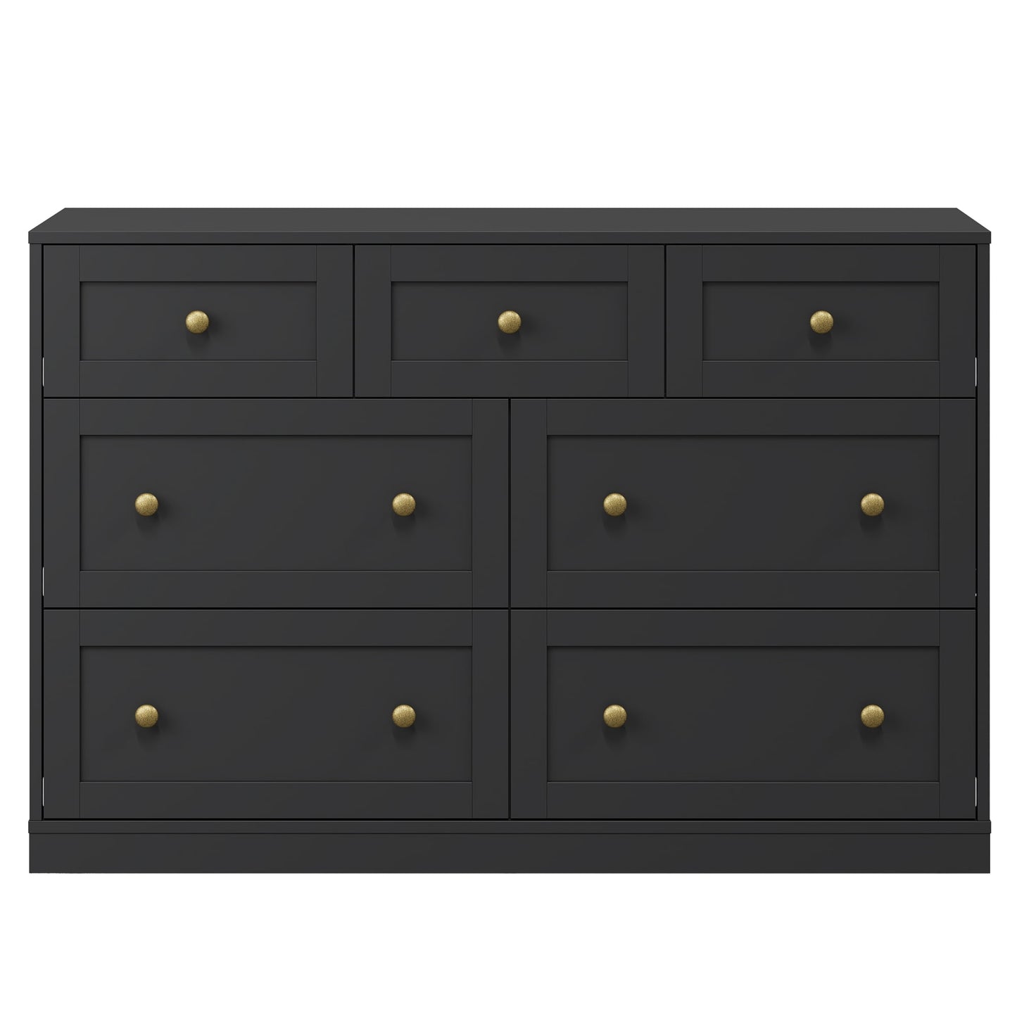 May in Color Dresser for Bedroom with 7 Drawers, Wood Drawer Organizer for Bedroom, Living Room, Hallway, Black