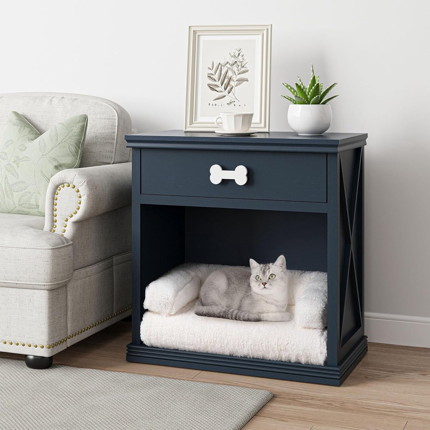 Superjoe LED Nightstand, Multi-Functional Nightstand with Drawer, End Table for Bedroom
