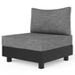 5 Pieces Aluminum Patio Furniture Set, Outdoor Sectional Sofa Conversation Sets with Coffee Table, Modular Armless Chairs Set for Pool Garden Balcony Porch, Grey