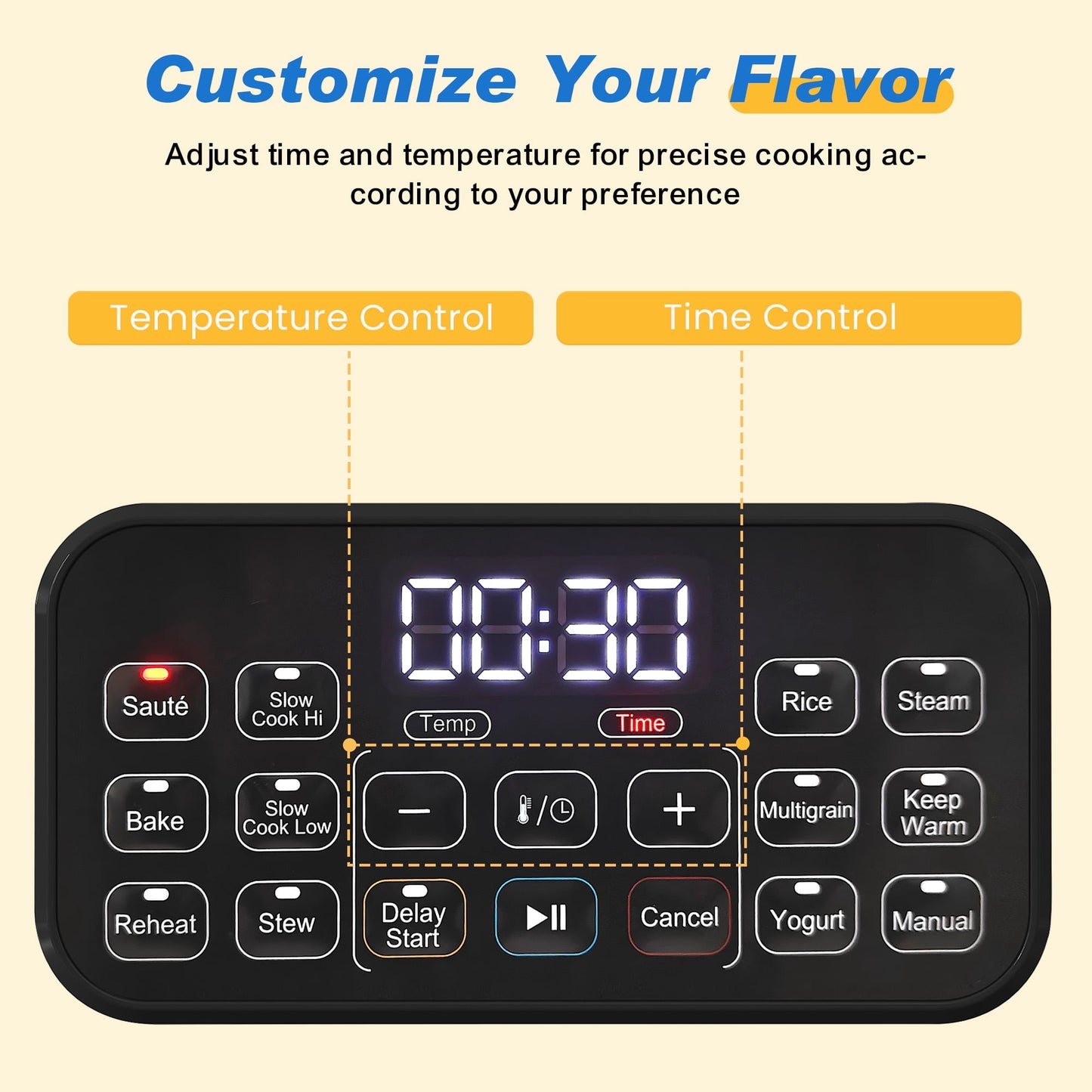 Heynemo 12-in-1 Digital Programmable Slow Cooker, 6.5 QT Large Multicooker, Multi-Cooker with Timer, Temp Control, Red