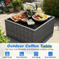 Heynemo 5-Piece Patio Furniture Set with Ottoman and Coffee Table, Outdoor Rattan Furniture Set with Gray Cushions