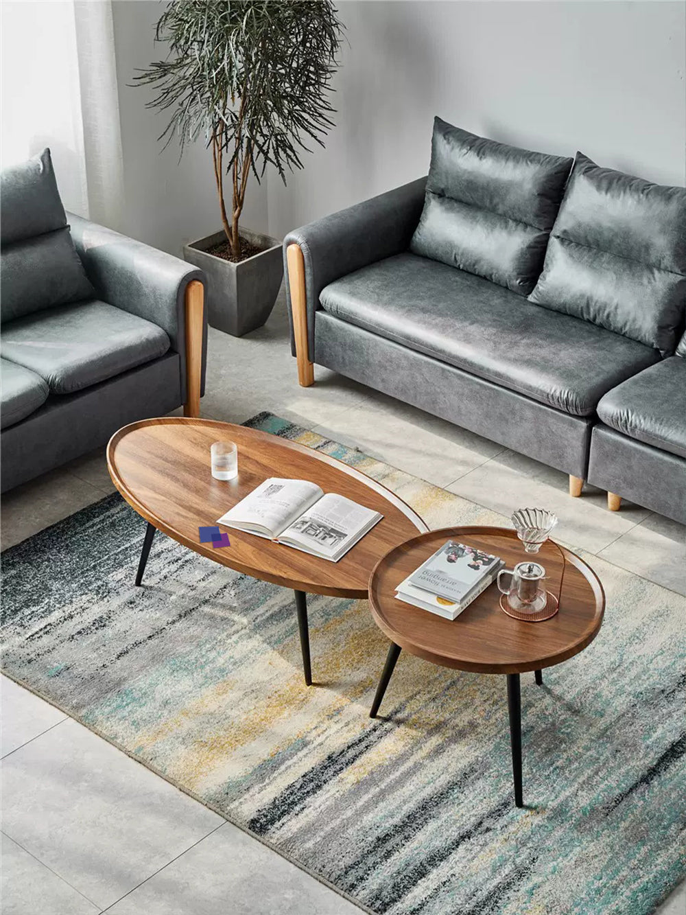 Fansafurn Modern Minimalistic Round Coffee Table - Small-sized, Luxury Design, Perfect for Living Rooms