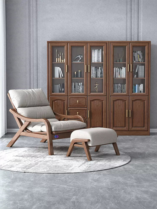 Walnut Wood Single Recliner Chair - Solid Wood, Ideal for Home, Living Room, Lounge, and Balcony