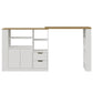 Royalcraft Kitchen Island with Storage, Extendable & Rotatable Kitchen Prep Table with 3 Side Shelves and 2 Drawers,  Kitchen Shelf Bar Table, Wood Buffet Sideboard Cabinet for Dining Room, White