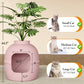 Hidden Litter Box with Faux Plant, Large Cat Litter Box with Rattan Pattern, Heavy Duty PP Material Litter Box Enclosure Furniture for Home Decor,Pink